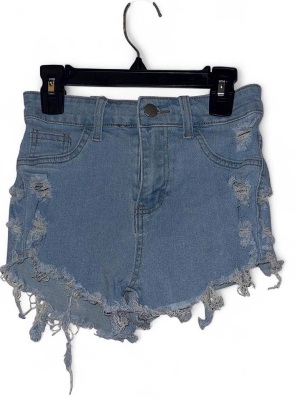 SHEIN Light Blue Distressed High-Rise Denim Shorts